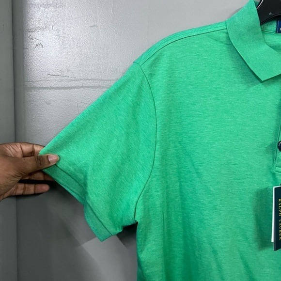Polo Ralph Lauren Men's Green Custom Slim Fit Polo Shirt Iconic Pony Logo Size L - Picture 2 of 7